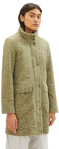 TOM TAILOR Denim Damen 1037586 Boucle Mantel mit Stehkragen, 32507-dark pear Green Melange, M