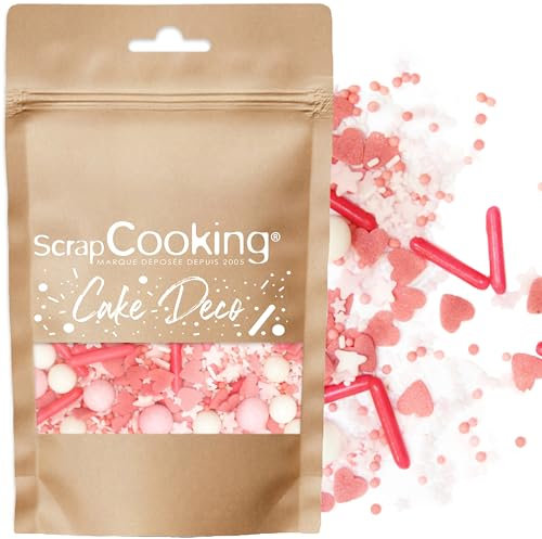 ScrapCooking - Décors Sucrés Rods Rose 70g - Sprinkles Pâtisserie Roses Fuchsia & Blancs Comestibles - Perles en Sucre - Décoration Dessert Gâteaux Biscuits Cupcakes Anniversaire - 7449