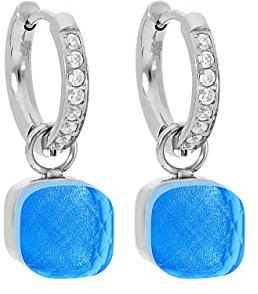 Qudo Firenze deluxe Creolen Edelstahl mit Zirkonias (capri)