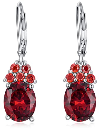 Althum Rote Granat Ohrringe 925 Sterling Silber 10mm * 8mm Oval Geformte Echte Granat Leverback Ohrringe