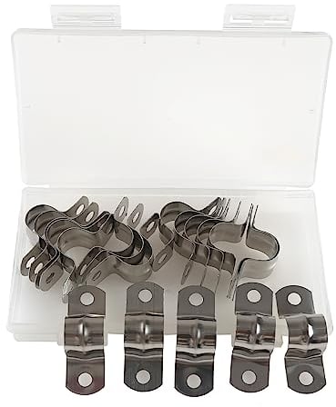 HVDHYY 16mm Morsetto per tubi in Acciaio Inossidabile 304 per Il Fissaggio Della Cinghia Del Tubo di Installazione Del Tubo, U tubo morsetto Adatto per Giardino Domestico Interno Esterno (20Pezzi)