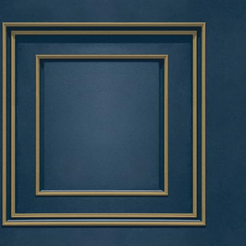 World of Wallpaper Forbidden Fruit Paneel, Metallic, Marine/Gold 39007