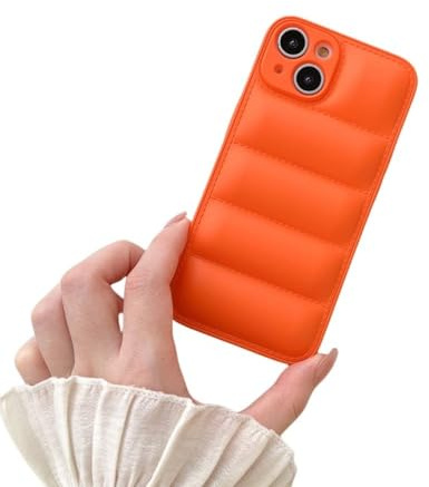 NOBAA Weiche Daunenjacke, Handyhülle für iPhone 15, 14, 12, 13, 11, 14 Pro Max, die stoßfeste Puffer-Rückseite, orange, für iPhone 13