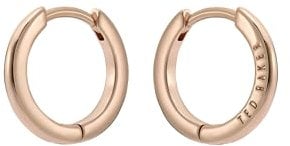 Ted Baker Crisele Logo Hoop Earrings (14mm) For Women (Rose Gold)
