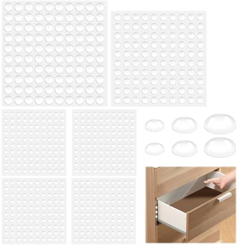 600 Piezas Lagrimas Silicona,Almohadilla Autoadhesiva Gotas Silicona Adhesivas Topes Adhesivos de Protección para Muebles Puertas Ventanas Cajones (3 Tamaños)
