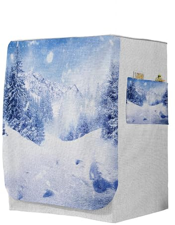 Highdi 3D Funda de Lavadora Cubierta, Secadoras de Carga Frontal Protector Exterior Cubierta a Prueba de Polvo (Capacidad L 10,5~12 kg,Copo de Nieve 10)