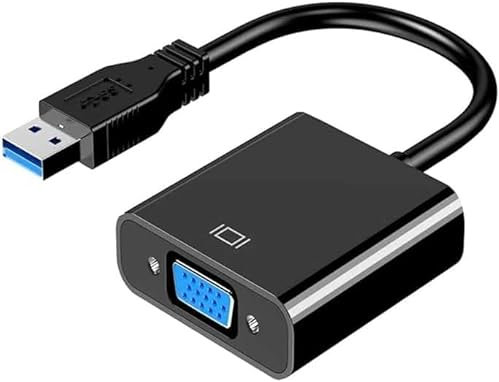 GERUI Adaptateur USB vers VGA, USB 3.0/2.0 vers VGA, convertisseur vidéo HD 1080p pour PC, ordinateur portable, TV HDTV, compatible avec Windows XP/7/8/8.1/10
