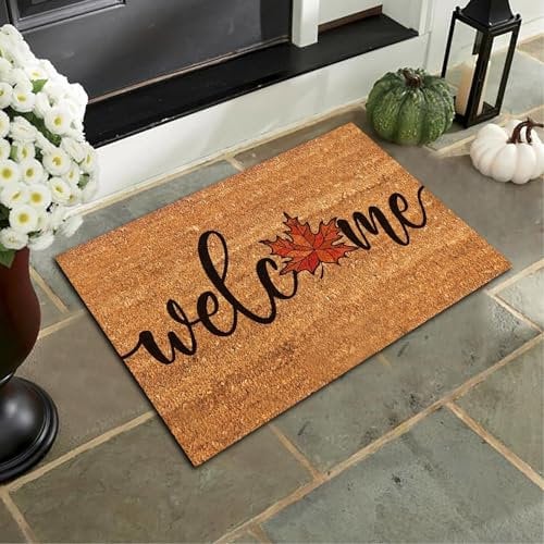 Fall Thanksgiving Decorative Door Mat Pumpkin Doormat Indoor Outdoor Welcome Mat Halloween Pumpkin Mat 40 X 60 cm, Kitchen Bedroom Living Room Home Decor Mats for Front Door, Entry, Non (a-E, 40x60cm)