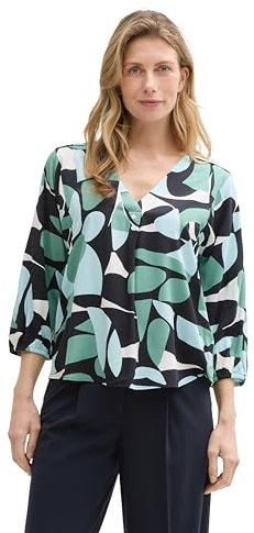 TOM TAILOR Damen 1046190 Bluse, 37800-Green Dots and Shapes Design, 38
