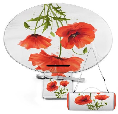 JZemdybill Picknick-Matte, runde Picknickdecke, Outdoor-Teppiche, 149 x 148 cm