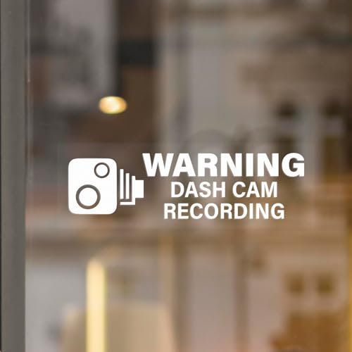 YIKIADA 10 Pack Warning Dash Cam Recording Sticker 150×50mm Reverse Vinyl Removable Waterproof Self Adhesive Car Decal for Vehicle Window Inside