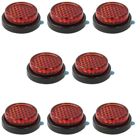 8 Pack Small Round Red Reflectors 20mm Self Adhesive Round Motorcycle Reflectors Mini Circular Red Reflectors Stick on Number Plates for Motorcycle Bicycle Electric Vehicle