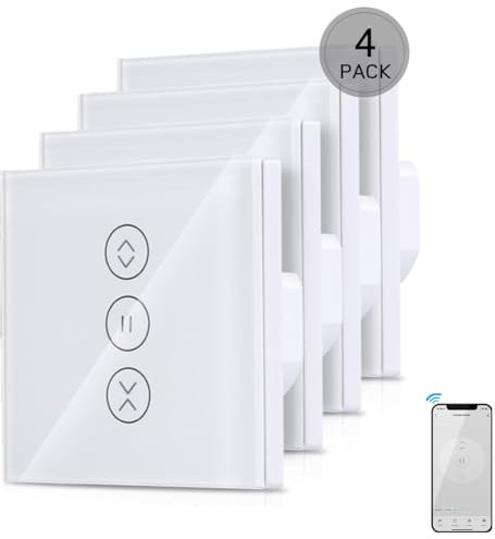 Nicoone Interruptor de persiana inalámbrica, 4 unidades Smart Rolladen Temporizador Smart Wlan compatible con Alexa Echo y Google Assistant