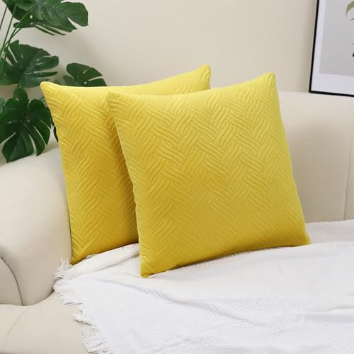 Federa per cuscino in velluto, 45 x 45 cm, con cerniera invisibile, stampa su entrambi i lati, per divano, camera da letto, auto, 45 x 45 cm, giallo limone, 515-0317