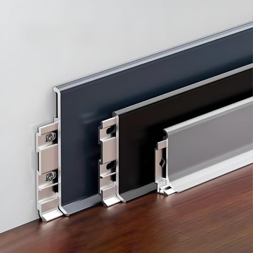 Raouoae Battiscopa In Alluminio Anodizzato 125cm - 2 Pezzi | Profilo Decorativo Resistente Per Ambienti Ad Alto Traffico | Accessori Per Casa E Ristrutturazione(Grau,Höhe: 2.6 cm)