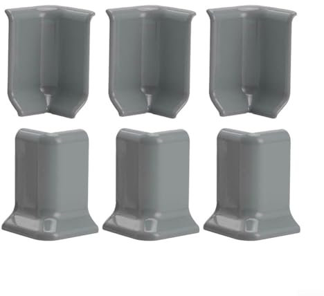 Hasaller Sockelleisten-Eckblöcke, 6 Stück, Sockelleisten-Eckblöcke, Set für 5,4 cm Höhe, Sockelleisten, Innen-Außenecken, Zierverbinder, ABS-Wandsockel, dekorative Ecken für Wände (S, grau)