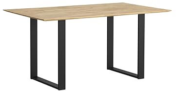 WOODLIVE DESIGN BY NATURE Arto Massivholztisch in Wildeiche, massiver Esstisch, rustikaler Esszimmertisch mit schwarzen Gestell in U-Form, Größe:120 x 80 cm