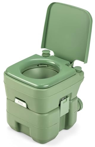 FANTASK Inodoro de camping de 20 L + 12 L con depósito de aguas residuales extraíble, inodoro portátil, de viaje, inodoro móvil (verde)