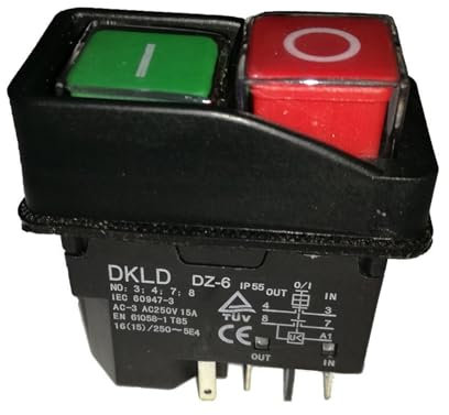 Interruptor de control de potencia industrial, pines AC-3, 15 A, 250 V, IP55, impermeable, taladro electromagnético, pulsador DZ-6, CE TUV