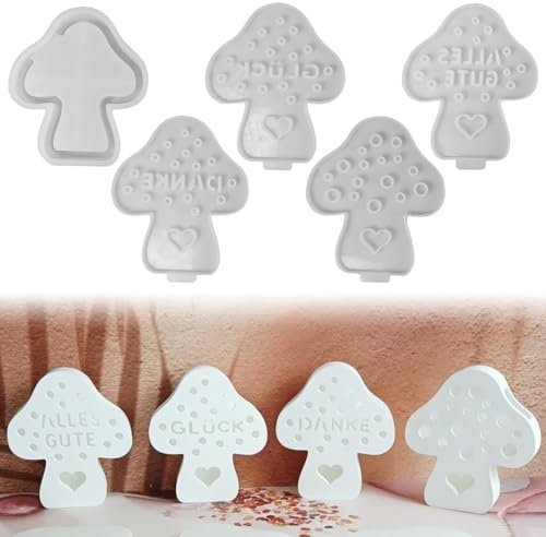 Skeadex Silikonformen Gießformen Herbst, 4 Stück Silikonform Pilz Gießform Pilze Gips zum Gießen Pilze Gießformen Silikon Herbst Kerzenformen zum Gießen Silikonform Herbst für Geschenk (B)