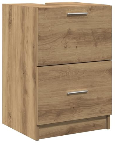 vidaXL Mueble para Lavabo Roble Artesanal 40X37X59 cm Unidad de Almacenamiento para baño Madera de Calidad Diseño Minimalista Independiente 2 Cajones Mueble Compacto Solución Duradera Moderna