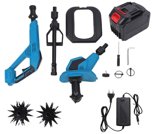 Motoculteur électrique sans Fil 4,5 Ah, Motoculteur de Jardin Léger et Portable avec Poignée Réglable, 360 TR/Min, Profondeur de Travail 170 Mm, 2 Roues pour Le (Prise américaine)