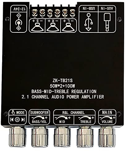 TB21S 2.1 canal Bluetooth Audio Amplificador Amplificador Módulo de amplificador de potencia estéreo con conjunto de montaje de alto fidelidad Subwoofer ajustable Mid Range Treble