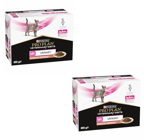 Pro Plan Dietas Veterinarias UR Urinary Salmón | Paquete Doble | 2 x 10 x 85 g | Alimento Dietético Completo para Gatos Adultos | Puede contribuir a la disolución de cálculos de estruvita