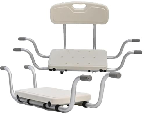 NEWFUN Asiento de Baño Ligero Suspendido Taburete de Baño Adultos Bandejas,Tabla de Bañera con 3 Anchos Ajustables, Aluminio, Capacidad de Carga 136 kg, Color Blanco,76-86 cm