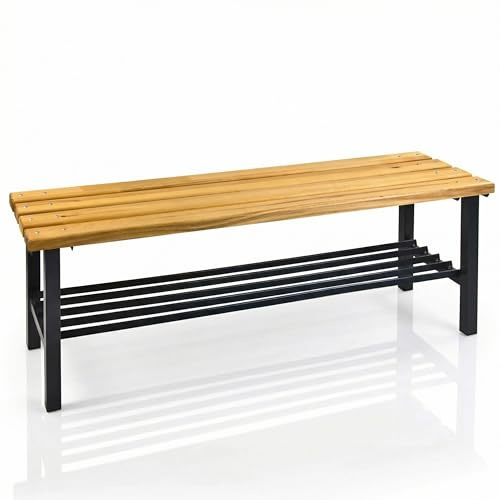 Abrollwerk Umkleidebank 100x40x42 cm – Sitzbank mit Schuhrost – Massives Buchenholz & Stahlgestell – Robuste Garderobenbank für Sport, Fitness, Schule & Betrieb – Turnbank Sozialraumbank