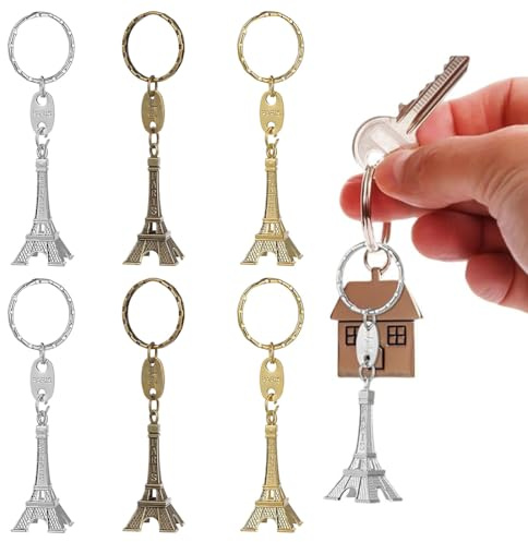 LKJAUOZ 6 Pezzi Portachiavi Torre Eiffel Retrò, Tour Eiffel, Portachiavi Torre Eiffel, Commemorativo, Semplice e alla Moda, Compleanno Festa Decorazioni