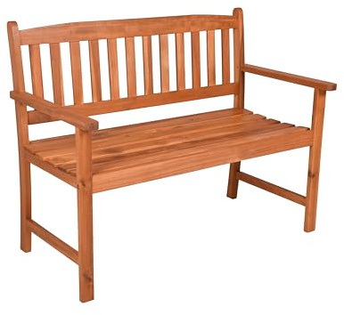 DELUKE Gartenbank Torben 2-Sitzer - 110cm Breit, Akazie, Natur | Terrassenbank Wetterfest Sitzbank Outdoor Bank