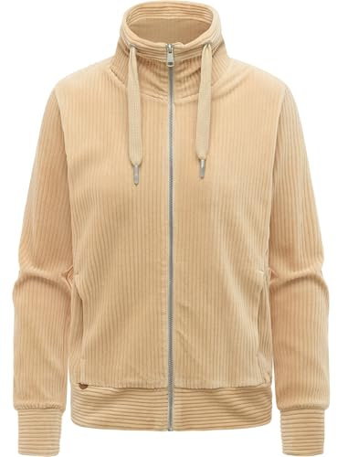 Ragwear Damen Cordjacke weiche Sweatjacke Übergangsjacke in Samt-Haptik Ronette Cordy XS-3XL