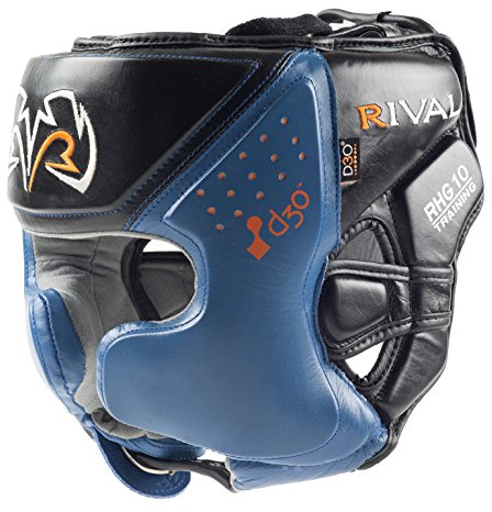 RIVAL Boxing RHG10 Intelli-Shock Headgear, D3O Front and Side Padding, Hook and Loop Back Adjustment with Lace on Top, and Anatomical Rear Head Pad Every Time