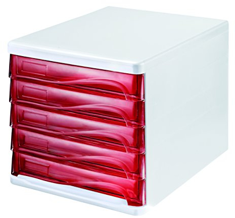 helit H6129420 - Schubladenbox „the wave“, rot transparent