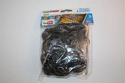 Magic Loom Bands Bänder 300er schwarz Metallic +12 Clips+Nadel 65037