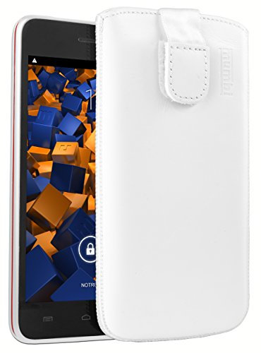 mumbi Echt Ledertasche kompatibel mit Wiko Jimmy Hülle Leder Tasche Case Wallet, Weiss