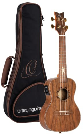 Ortega Guitars Konzert Ukulele Elektro-Akustisch – Lizard Series – Inklusive Gigbag – Paldao, Natur (LIZARD-CC-GB)