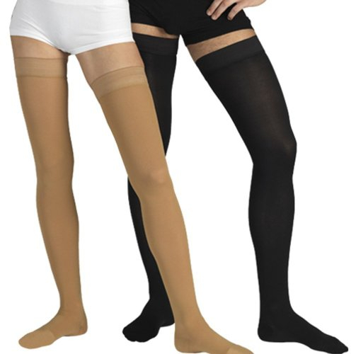 TONUS ELAST 23-32 mmHg AG Kompressionsstrümpfe mit Silikonband, mit geschlossener Zeh, Medizinische Klasse II, KKL 2 Stützstrümpfe mit Fußspitze für Damen & Herren (XL, 170-182 cm, Schwarz)