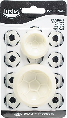 PME 1102EP009 JEM Pop It-Motivform Fußball zum Dekorieren von Torten, Sortiment 2 kleine Größen, Kunststoff, Ivory, 6 x 2 x 6 cm