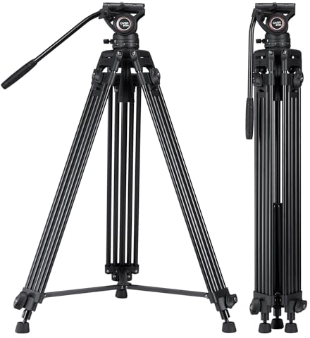 Video-Stativsystem, Cayer BV30L 182,9 cm, professionelles, Robustes Aluminium-Doppelrohr-Stativ, K3-Flüssigkeitskopf, Mittelstreuer, max. Belastung 6 kg, DSLR-Camcorder, Plus 1