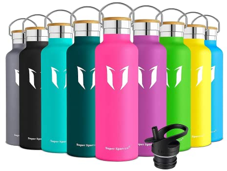 Super Sparrow Gourde Isotherme - Bouteille Isotherme - 1000ml - Gourde Inox Bouche Standard - Gourde Sport Étanche - Gourde Enfant sans BPA, pour Sport, Gym, Voyage
