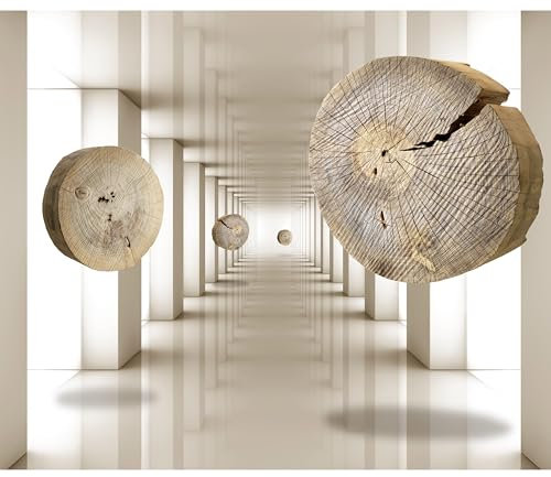 decomonkey Fototapete 3d Effekt Holz 350x256 cm XL Tapete Fototapeten Vlies Tapeten Vliestapete Wandtapete moderne Wandbild Wand Schlafzimmer Wohnzimmer Architektur Tunnel Abstrakt