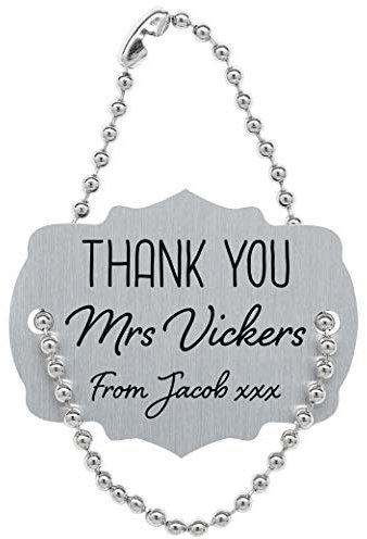 Personalised Thank You Teacher Metal Wine Bottle Tag Label End of Term Gift
