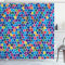 ABAKUHAUS Modern Duschvorhang, Vivid Mosaik-Entwurf, Stoffliches Gewebe Badezimmerdekorationsset mit Haken, 175 x 180 cm, Meerblau Mehrfarbig