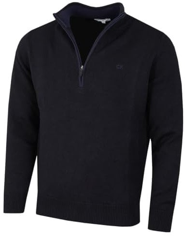 Calvin Klein Golf Mens Chunky Cotton 1/2 Zip Sweater - Midnavy - S