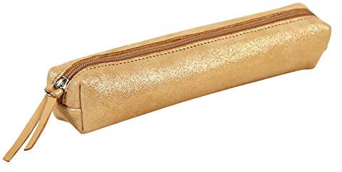 Clairefontaine 410023C Schlampermäppchen aus Leder Celeste Slim, 4 x 2,5 x 19,5cm, 1 Stück, Disco Gold
