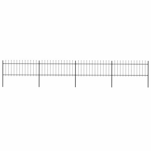 vidaXL Recinzione da Giardino con Punta a Lancia in Acciaio 714,5x80 cm Nero