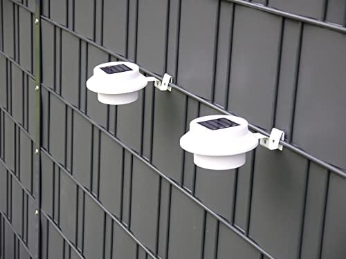 Dapo® 4x LED-Solar-Dachrinnen-Leuchte-Lampe, Kunststoff weiß D:12 cm, Gartenzaun-Leuchte-Lampe