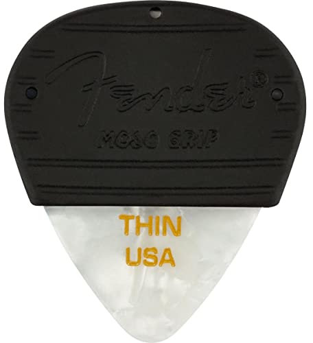 Fender Mojo Grip Guitar Picks, Celluloid, Thin, 3-Pack, White Moto